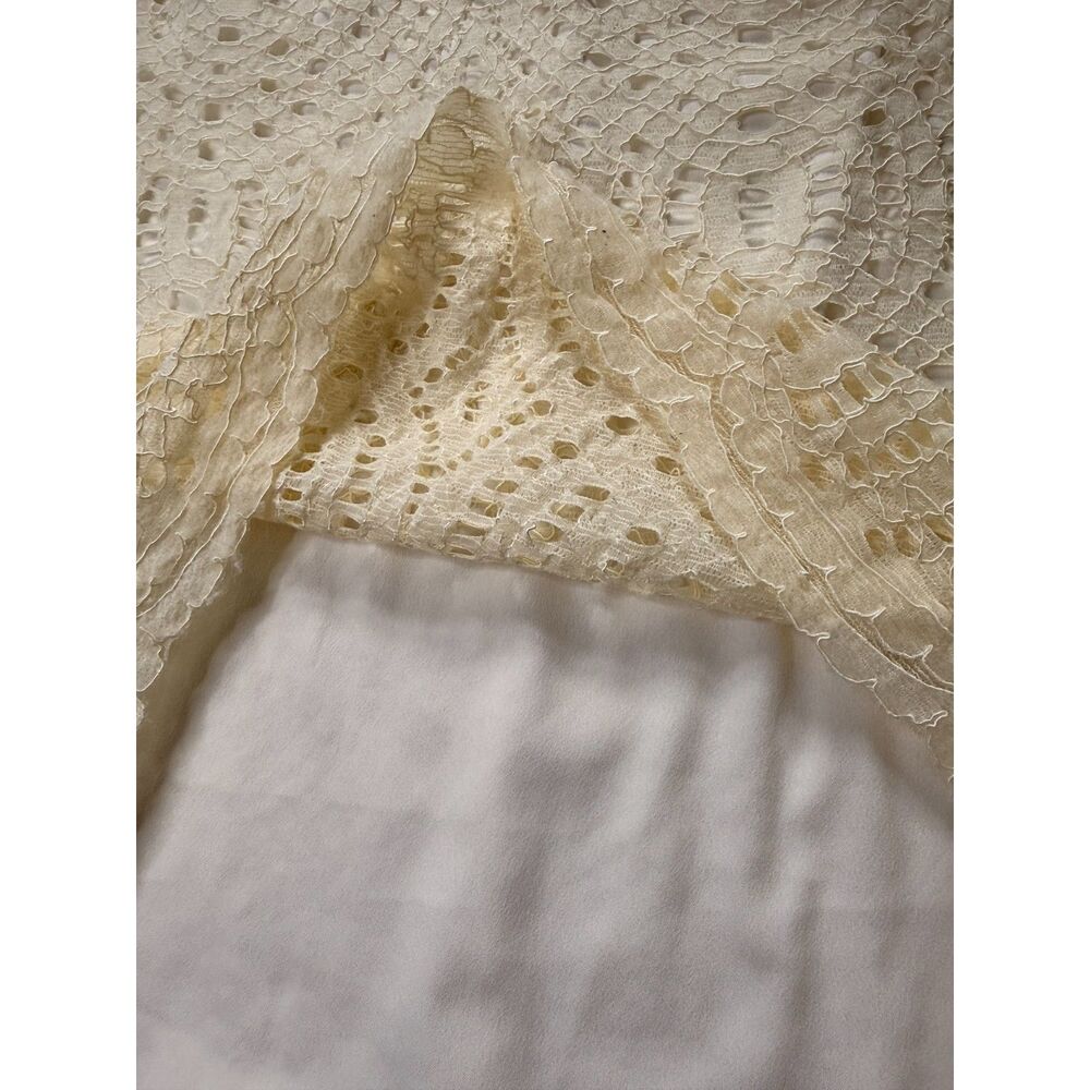 J.Crew Womens Ivory Crochet Lace Short Sleeve Top Size 6 Lined Button Back - Picture 6 of 11